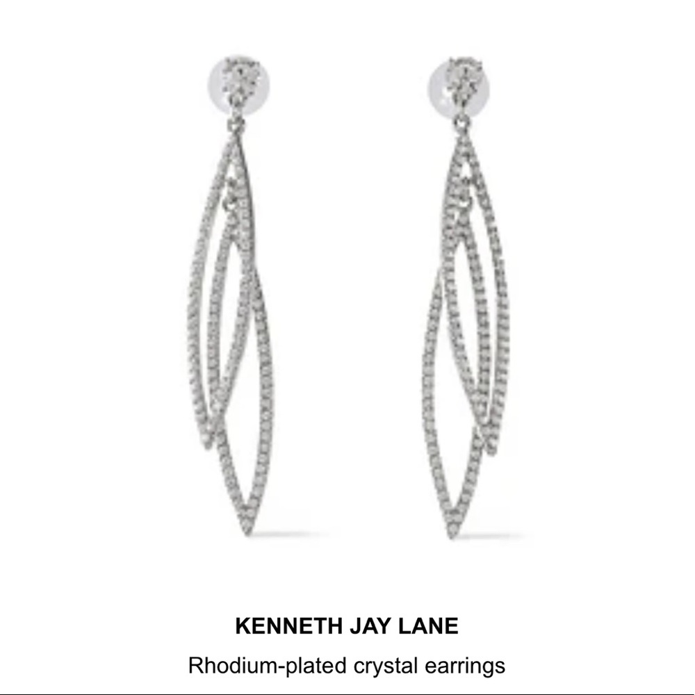 KENNETH JAY LANE rhodium-plated crystal earrings